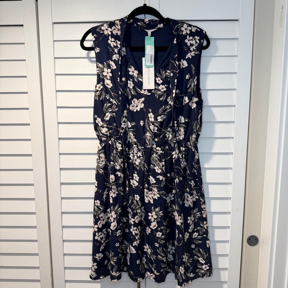 Collective Concepts Dresses & Skirts - Collective Concepts Hollyn Dress‎ Navy Blue Floral Sleeveless XL Elastic Waist